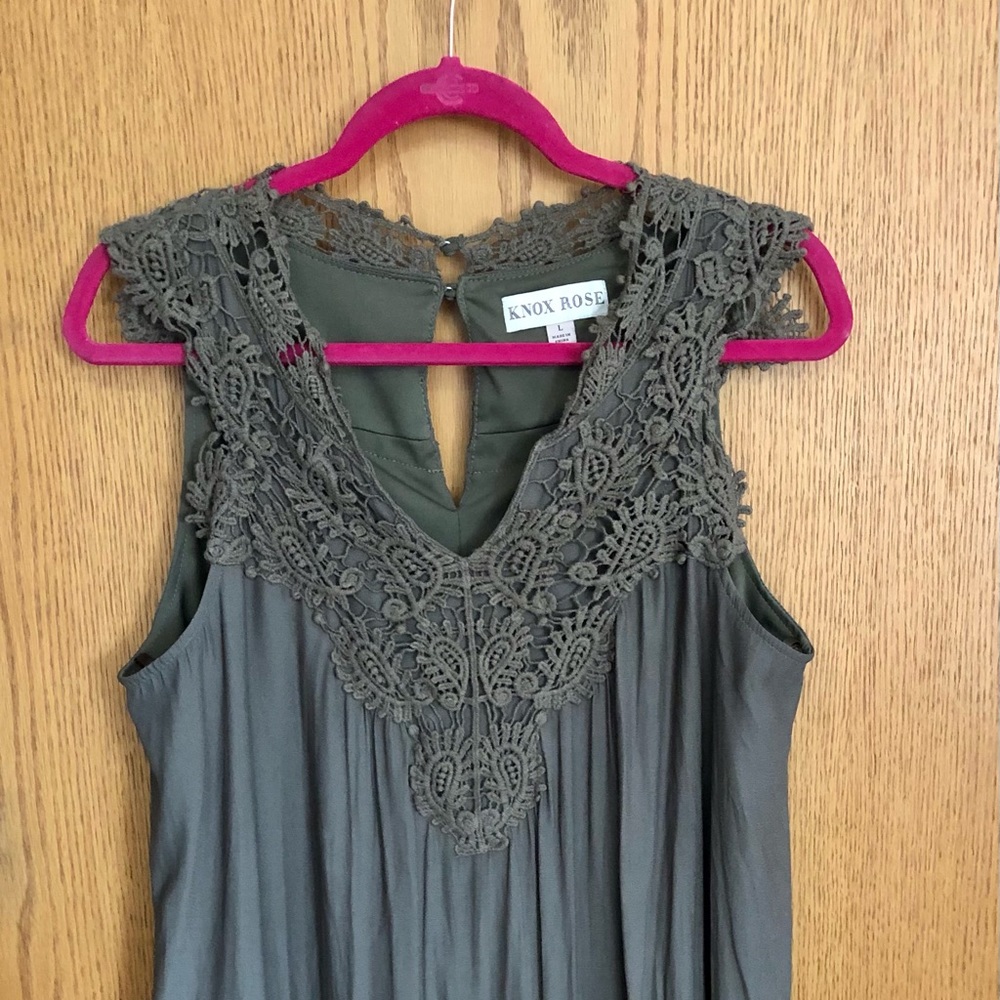 L Olive Green Knox Rose Knee length dress
